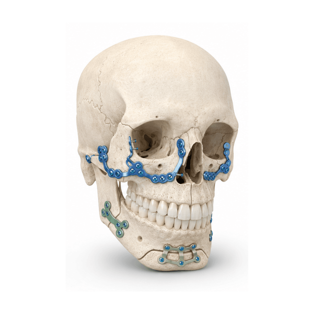 Patient-specific fixation plate for genioplasty, pre-bent to the planned chin segment position